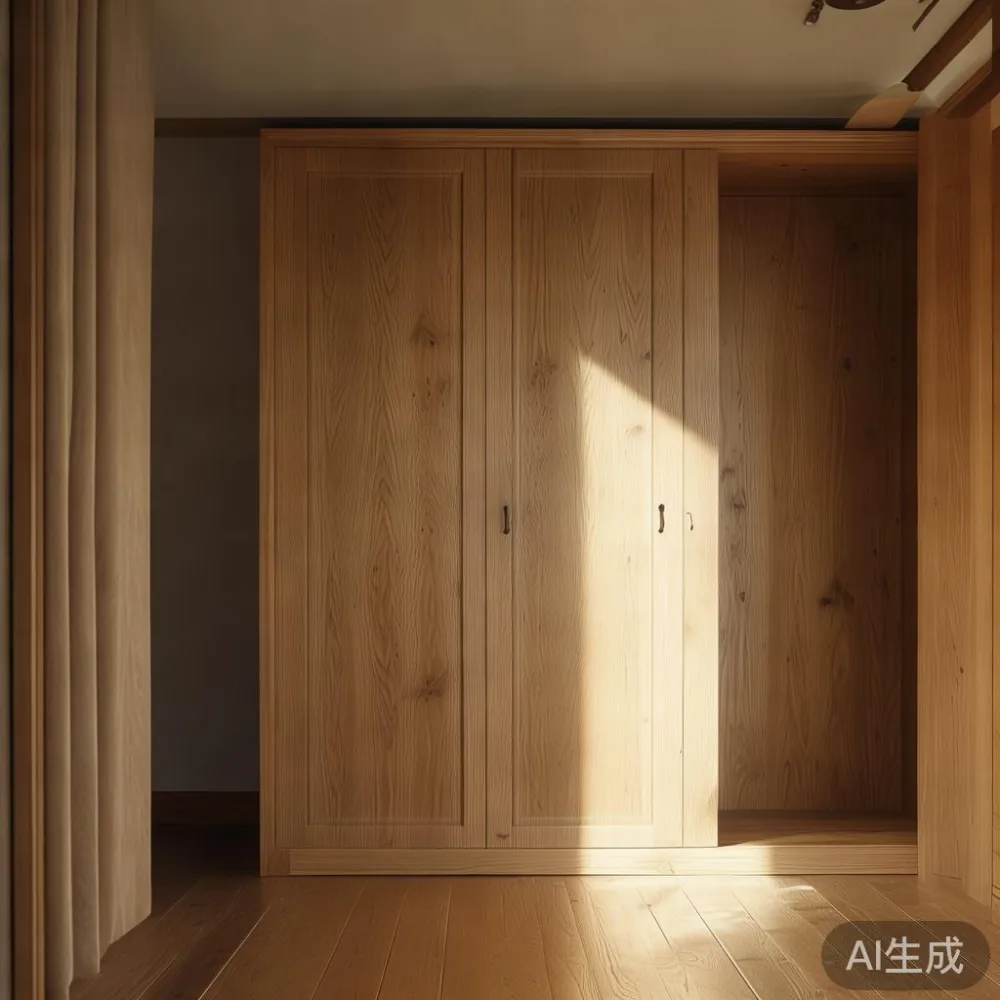 大阪の戸建てリビングにあるオークワードローブ